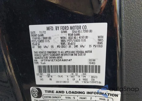 2013 Ford F-150 Platinum from USA, damaged, VIN 1FTFW1ETXDFA90147